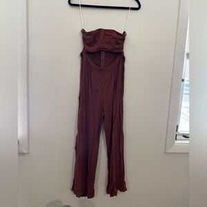 Hello Molly Strapless Jumpsuit - Rust